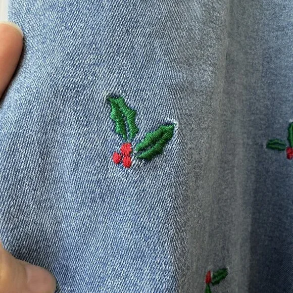 Vintage Quaker Factory Jeans Sz 24W Women’s Cherry Embroidery Print High Rise - Picture 7 of 15